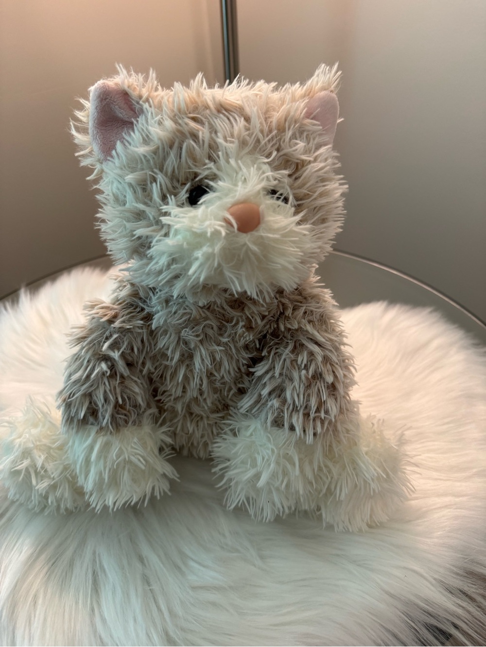 Aurora Plush Fluffy Cream & Tan Kitten Stuffed Animal Plush